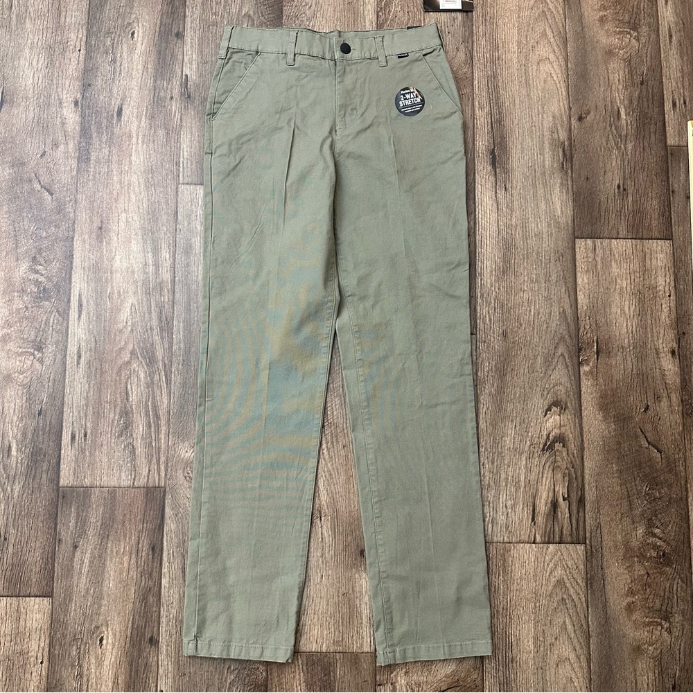 Hurley 2 Way Stretch Straight Fit Boys Pants Size 16 Army Green